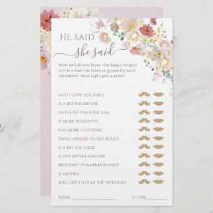 Watercolor Wildflower Purple Primavera Bridal game