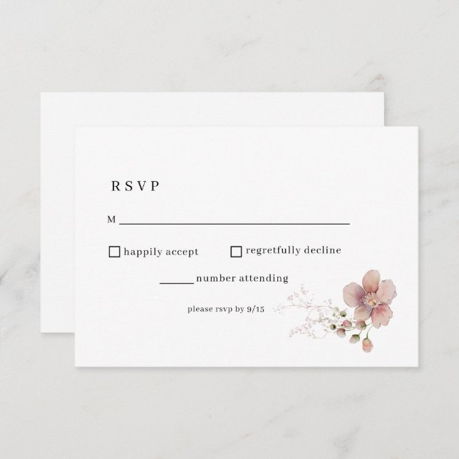 Watercolor Wildflower Wedding RSVP (Frente/Verso)