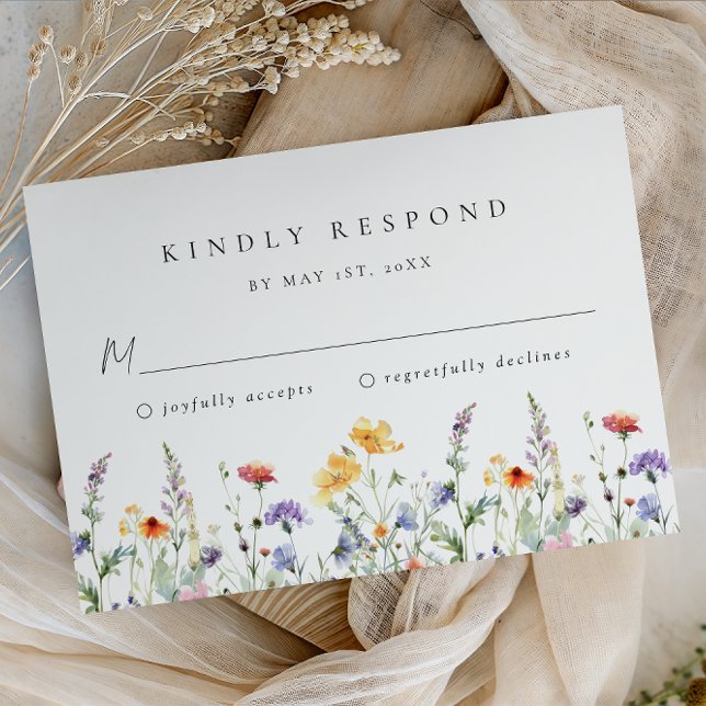 Watercolor Wildflower Wedding RSVP Card (Criador carregado)