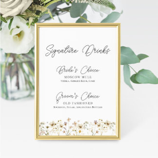 Watercolor Wildflower Wedding Signature Drink Sign