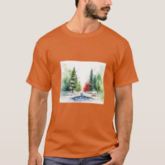 Watercolor Winter Landscapes Vol.6 T-Shirt Design