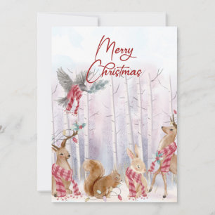 Watercolor Woodland Animal Merece Cartão De Natal