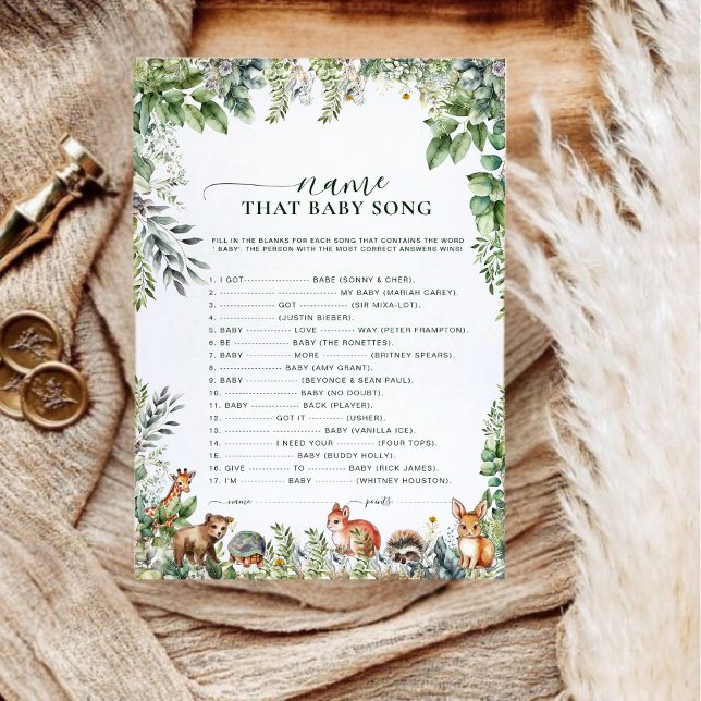 Watercolor Woodland Animal Nome Da Música Bebê (Criador carregado)