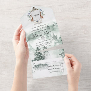 Watercolor Woodland Laurel Crest Monogramas Casame