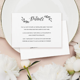 Watercolor Woodland Wedding Inserir Cartão de Deta