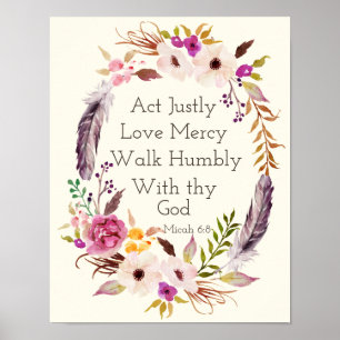 Watercolor wreath bible verse wall art poster