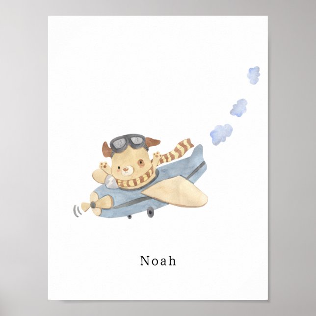 Watercolour Airplane Name Poster (Frente)