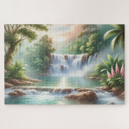 WATERFALL in WATERCOLOR JIGSAW QUEBRA-CABEÇA