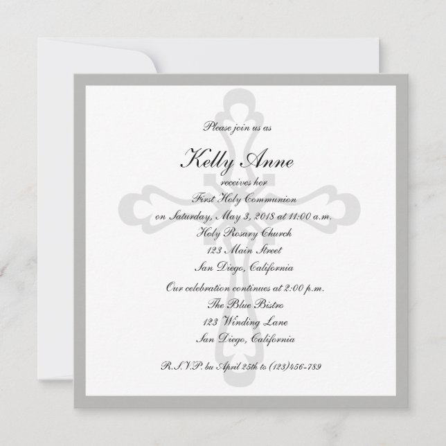 Watermark religioso da cruz do convite elegante (Frente)