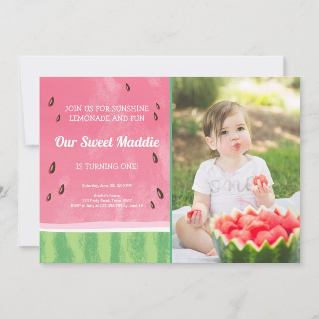 Watermelon Birthday Convite para festa Melon Verão (Frente)