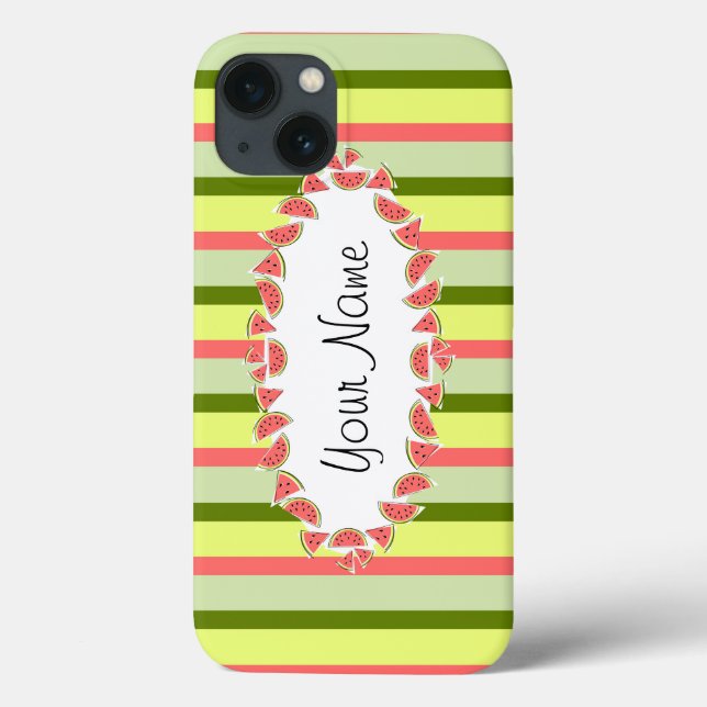 Watermelon Stripe Clássico, oval, "Name" horizonta (Verso)