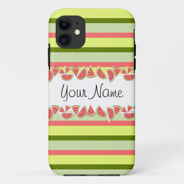 Watermelon Stripe Clássico Seu Nome capas de iphon (Verso)