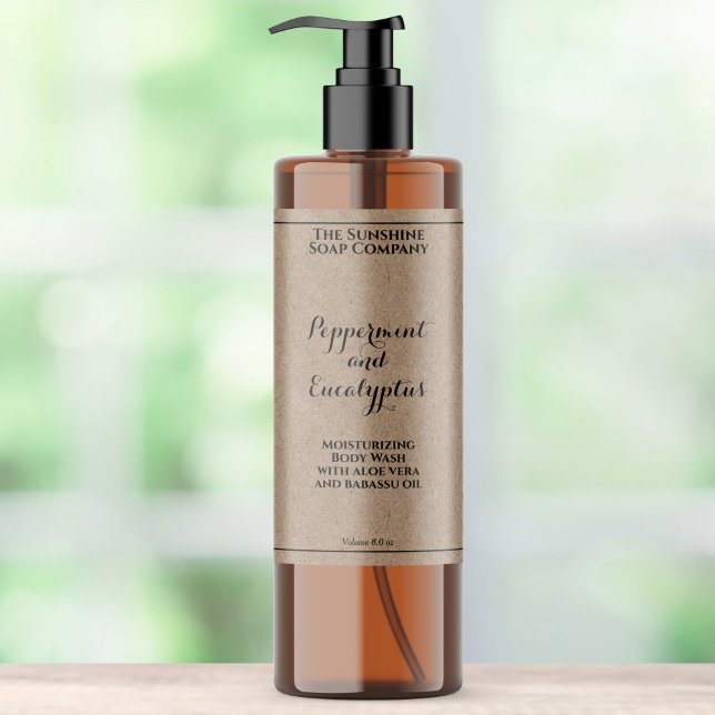 Waterproof curly font kraft cosmetics bottle label (Criador carregado)