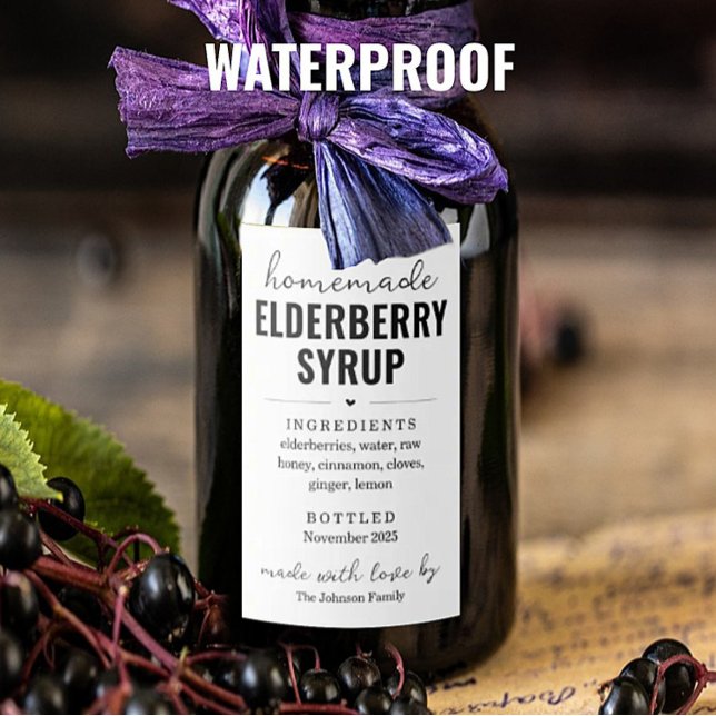 Waterproof Homemade Elderberry Syrup Labels (Criador carregado)