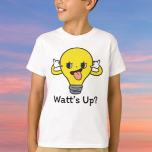 Watt's Up? Camiseta engraçada para crianças com lâ