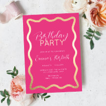 Wave Hot Pink Birthday Foil Invent