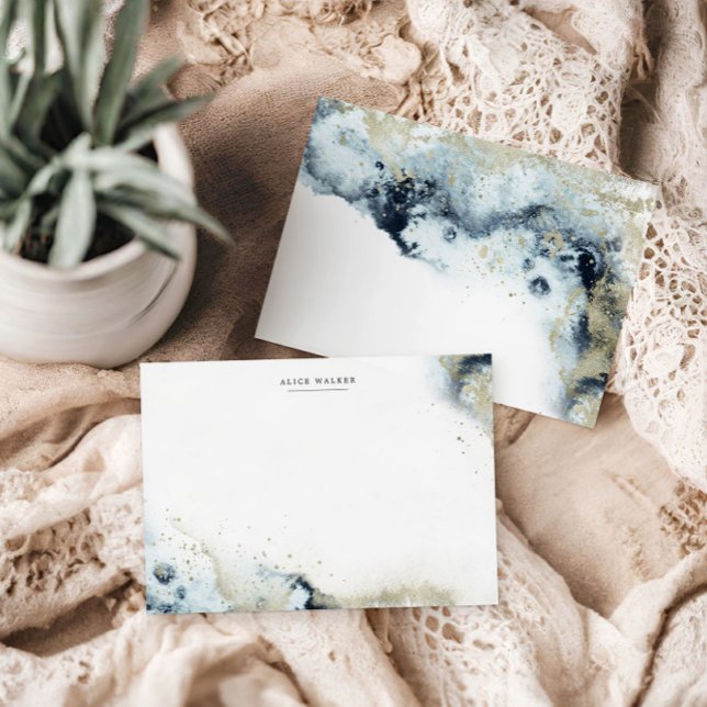 Waves de Aquarela e Cartão de Nota de Papel para F (Criador carregado)