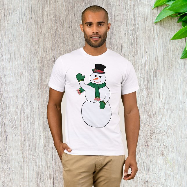 Waving Snowman Mens T-Shirt (Criador carregado)