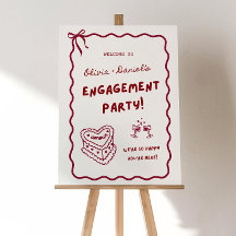 Wavy Engagement Party Welcome Sign: Hand-Drawn Fre