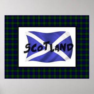 Wavy Scotland Flag e Tartan Poster