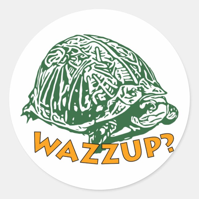 Wazzup - Adesivo redondo clássico, brilhante (Frente)