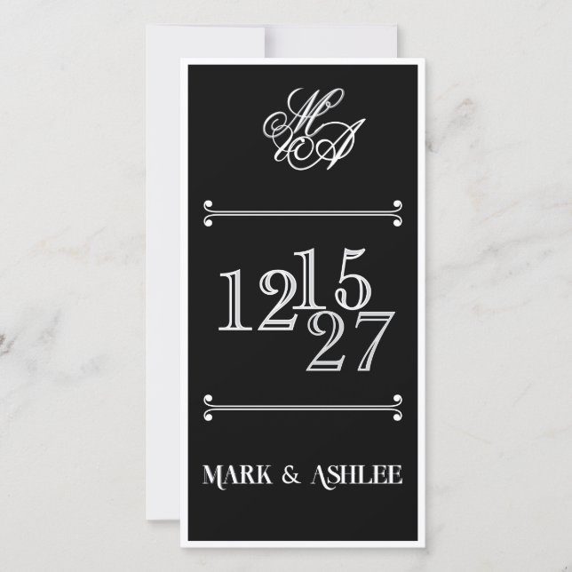We Do 8x4 B&W Double Sided Wedding Invitation (Frente)