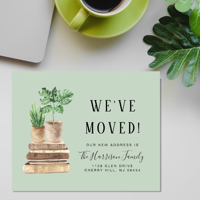 We Moved Boho Plants Sage Moving Announcement (Criador carregado)