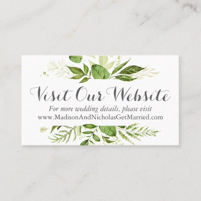 Website de Casamento Verde Inserir Cartões Verde V (Frente)
