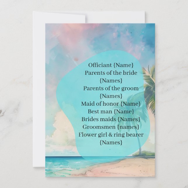 Wedding Ceremony Program Procession Beach Design (Frente)