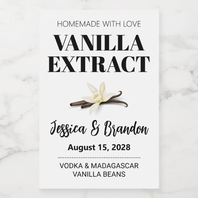 Wedding Custom Vanilla Extract Label (Rótulo Único)