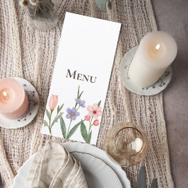 Wedding Menu with Soft Botanical Garden Design