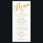 Wedding Menus | Tipografia Moderna (Folha de Ouro)<br><div class="desc">Esta design de tipografia/caligrafia moderna apresenta a palavra "Menu" no topo em folha de ouro falsa. Esta é uma folha de ouro falsa... não é real,  mas um efeito impresso.</div>