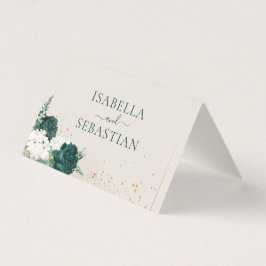 Wedding Neutral Cream QR Emerald Green Rose Floral