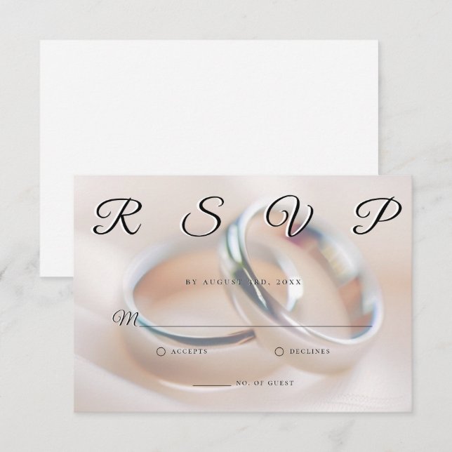 Wedding Rings Simple Elegant Minimalist RSVP Card  (Frente/Verso)