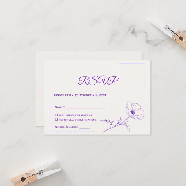 Wedding RSVP Card | Minimal Elegant Design (Frente/Verso In Situ)