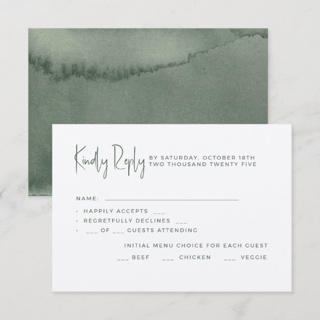 Wedding RSVP cards in a minimalist style. (Frente/Verso)