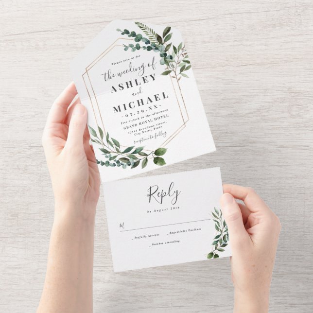 Wedding Rustic Geometric Green Nature Green Modern (Tearaway)