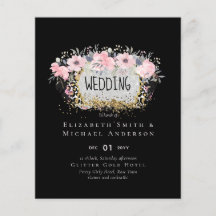 WEDDING - Silver Rosegold Floral Girly Glitter