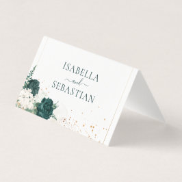 Wedding White QR Emerald Green Rose Floral