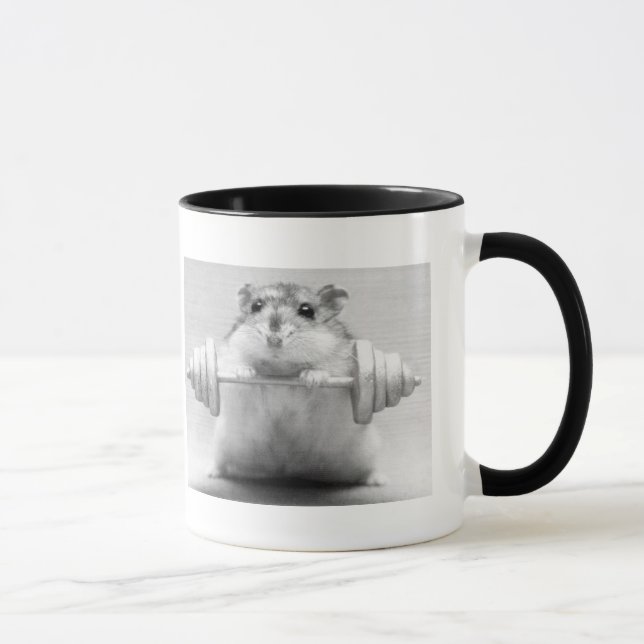 Weightlifter do hamster da caneca de B&W (Direita)
