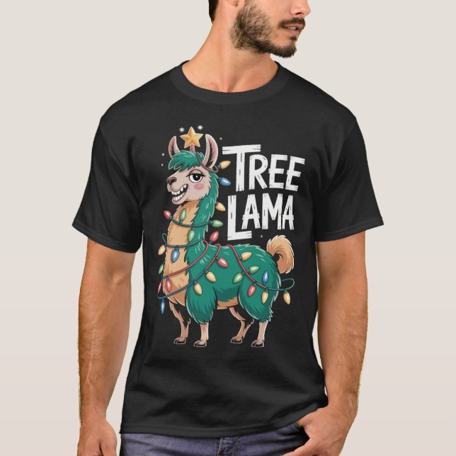 Weihnachtslama T-Shirt – Witziges Tree Lama (Frente)