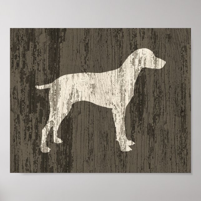 Weimaraner Poster Rustic Dog Art Impressão (Frente)