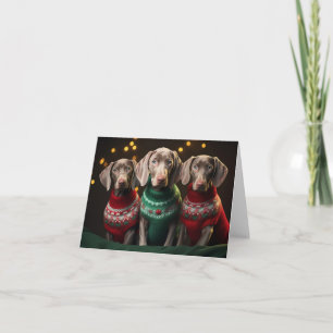 Weimaraner Puppies Cartão de Natal