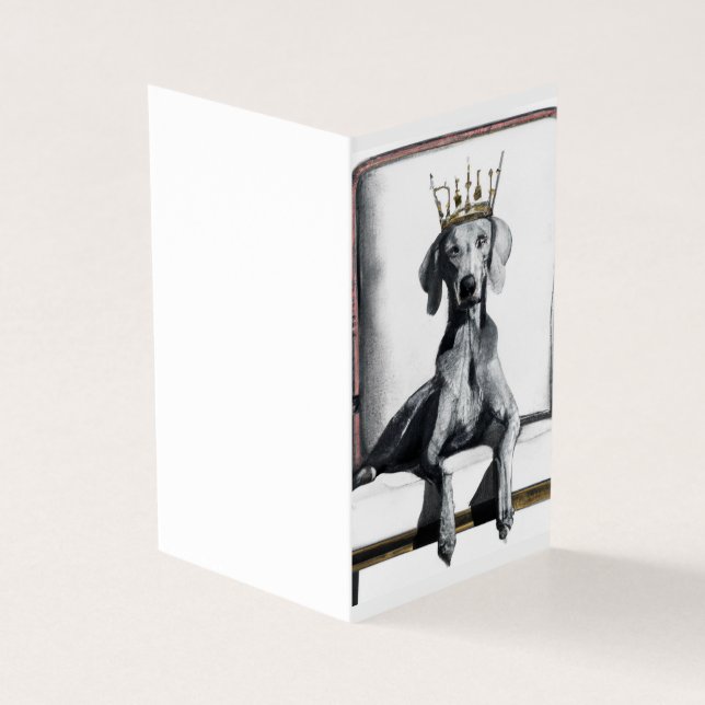 Weimaraner vestindo uma coroa sentada em uma cadei (Exterior)