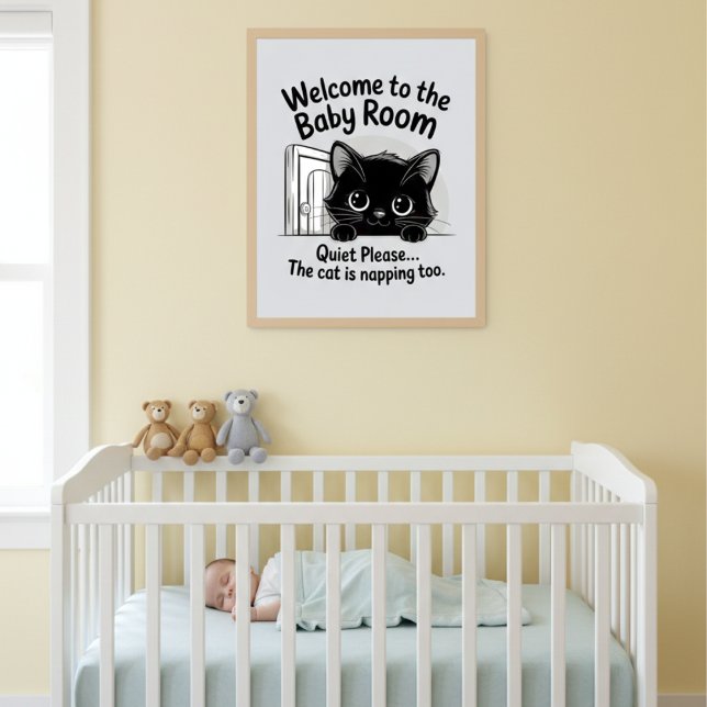 Welcome Baby Room Quiet Cat Napping Poster (Criador carregado)