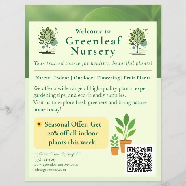 Welcome to Greenleaf Nursery Branding Flyer (Frente)