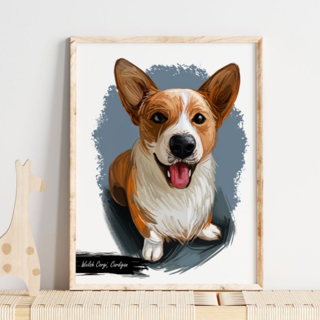 Welsh Cardigan Corgi Dog Portrait | Impressão de p (Criador carregado)