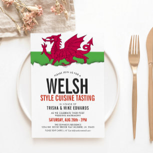 Welsh Cuisine   Convite Branco de Sinalizador de P
