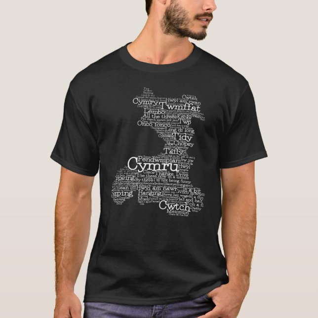 Welsh Slang Word Art Map T-Shirt (Frente)