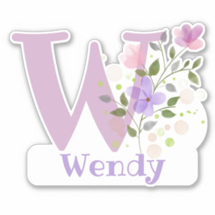 Wendy de nome com a correção do adesivo Letter W